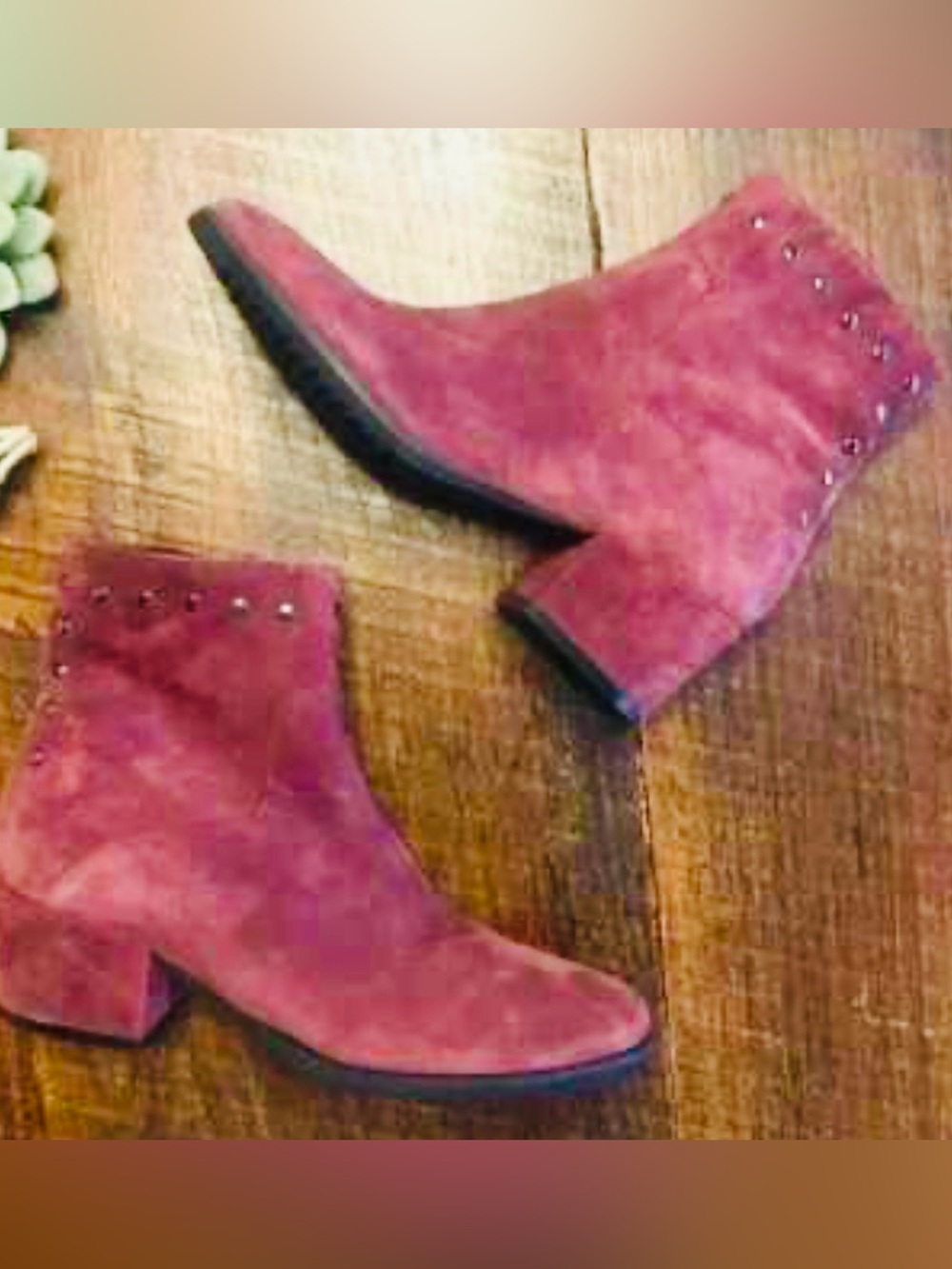 Vaneli Faiza Genuine Suede Studded Ankle Boot With Block Heel